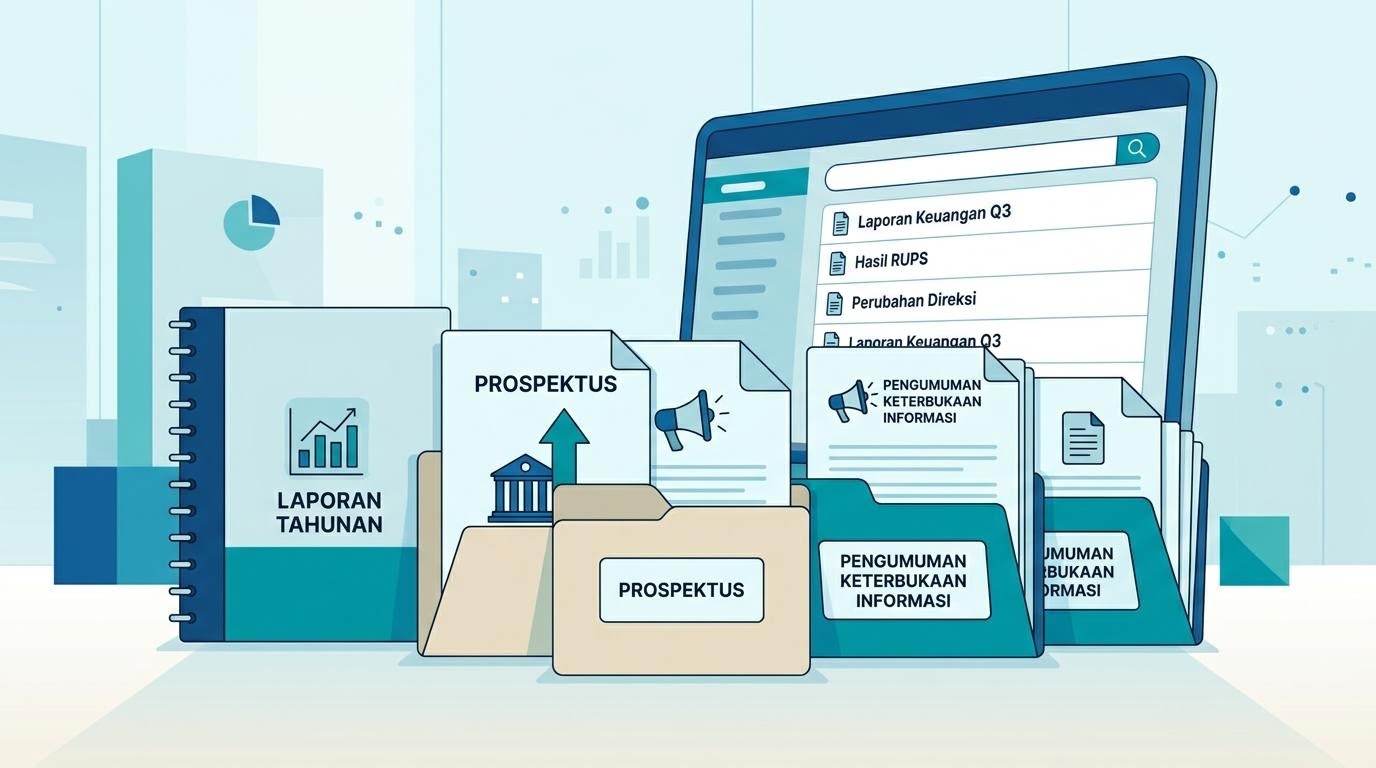 Ilustrasi dokumen keterbukaan informasi, prospektus, dan laporan tahunan emiten