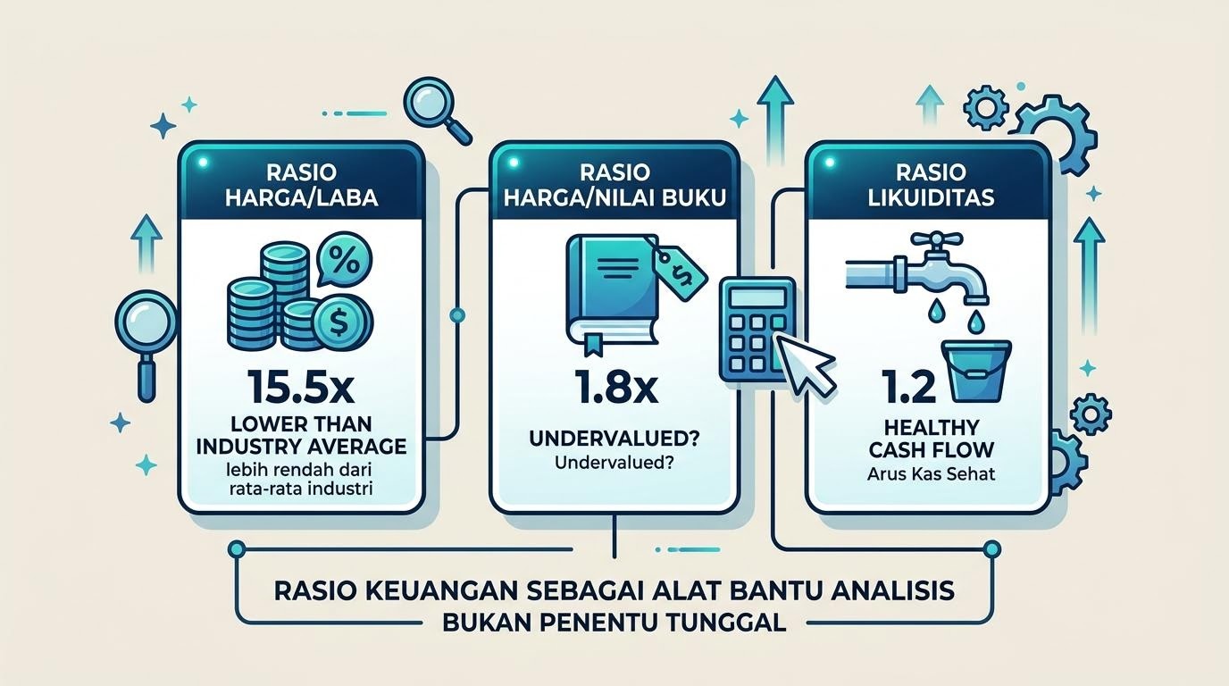 Ilustrasi rasio keuangan sederhana seperti PER dan PBV